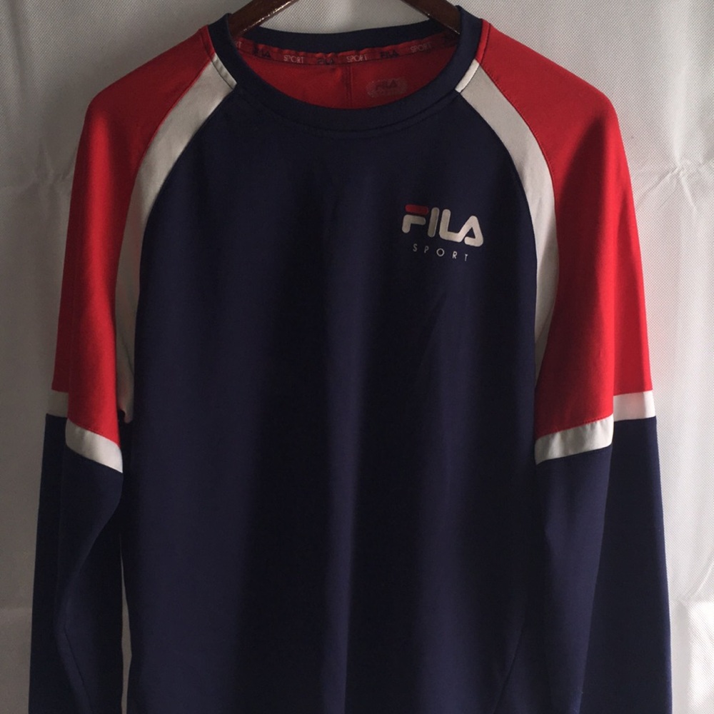 Fila Sport Navy and Red Sweatshirt/ long sleeve running tee | Size M